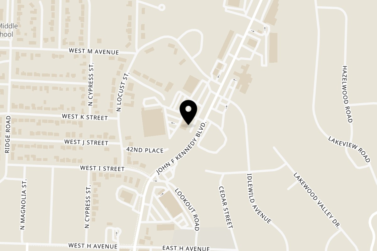 Map showing the location of Juicy Seafood on 4131 John F Kennedy Blvd suite E in North Little Rock